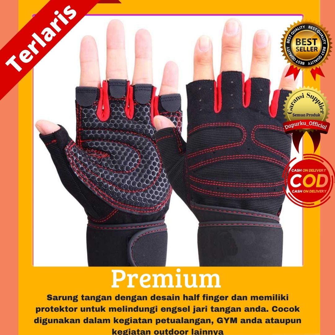 [COD Bayar Di Tempat] Sarung Tangan Motor Half Finger Gym Sebaguna Bahan Tebal Kualitas Premium Hitam Ukuran Besar Terbaru Termurah