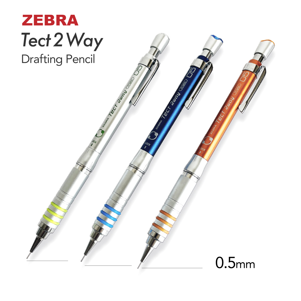 Zebra tect 2way bút chì phác thảo 0.5 mm cơ khí bút chì shaker và bấm vào chì mở rộng chức năng bút chì cho vẽ phác thảo manga bút chì sản xuất tại nhật bản
