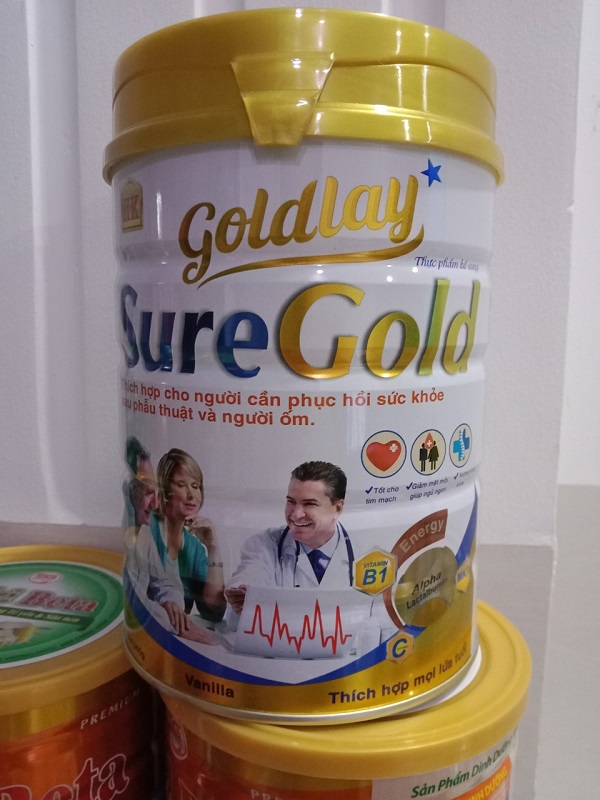 Sữa cho người sức khỏe kém, người già cần phục hồi Goldlay Sure Gold 900g - tăng cường sức khỏe toàn diện