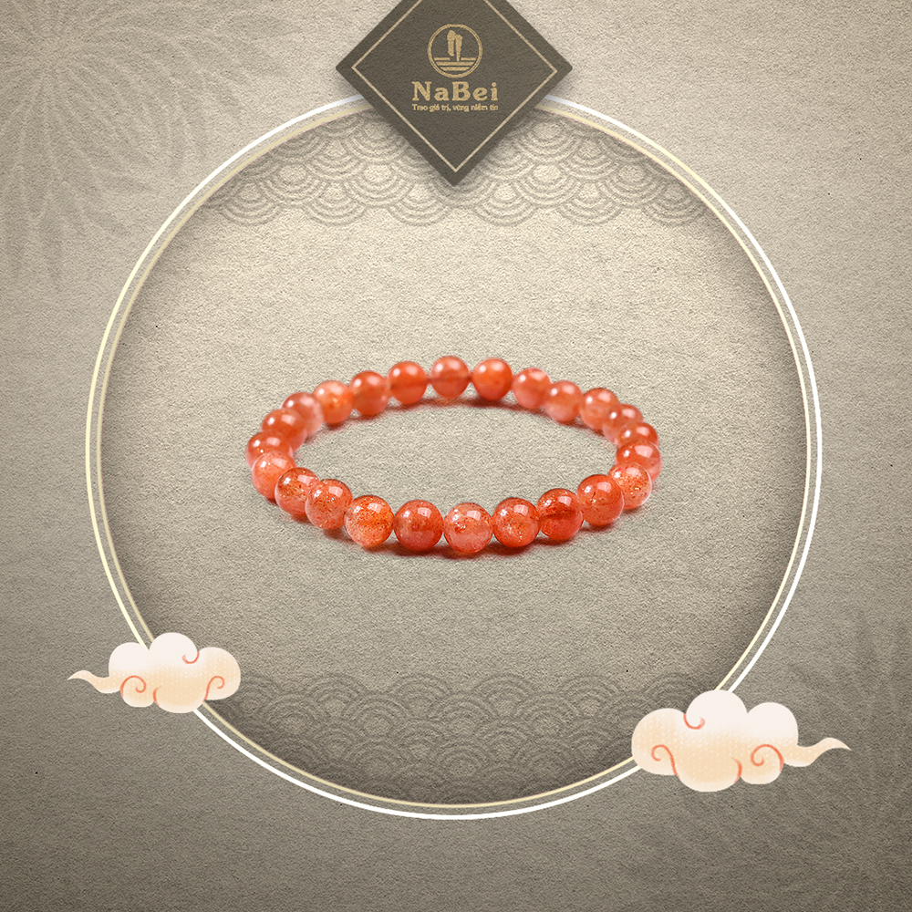 [KÈM QUÀ TẶNG] Vòng Tay Đá Mặt Trời Hạt Tròn Tự Nhiên Phù Hợp Cho Mệnh Khuyết Hỏa, Thổ NB86 - Phong Thuỷ NaBei Store
