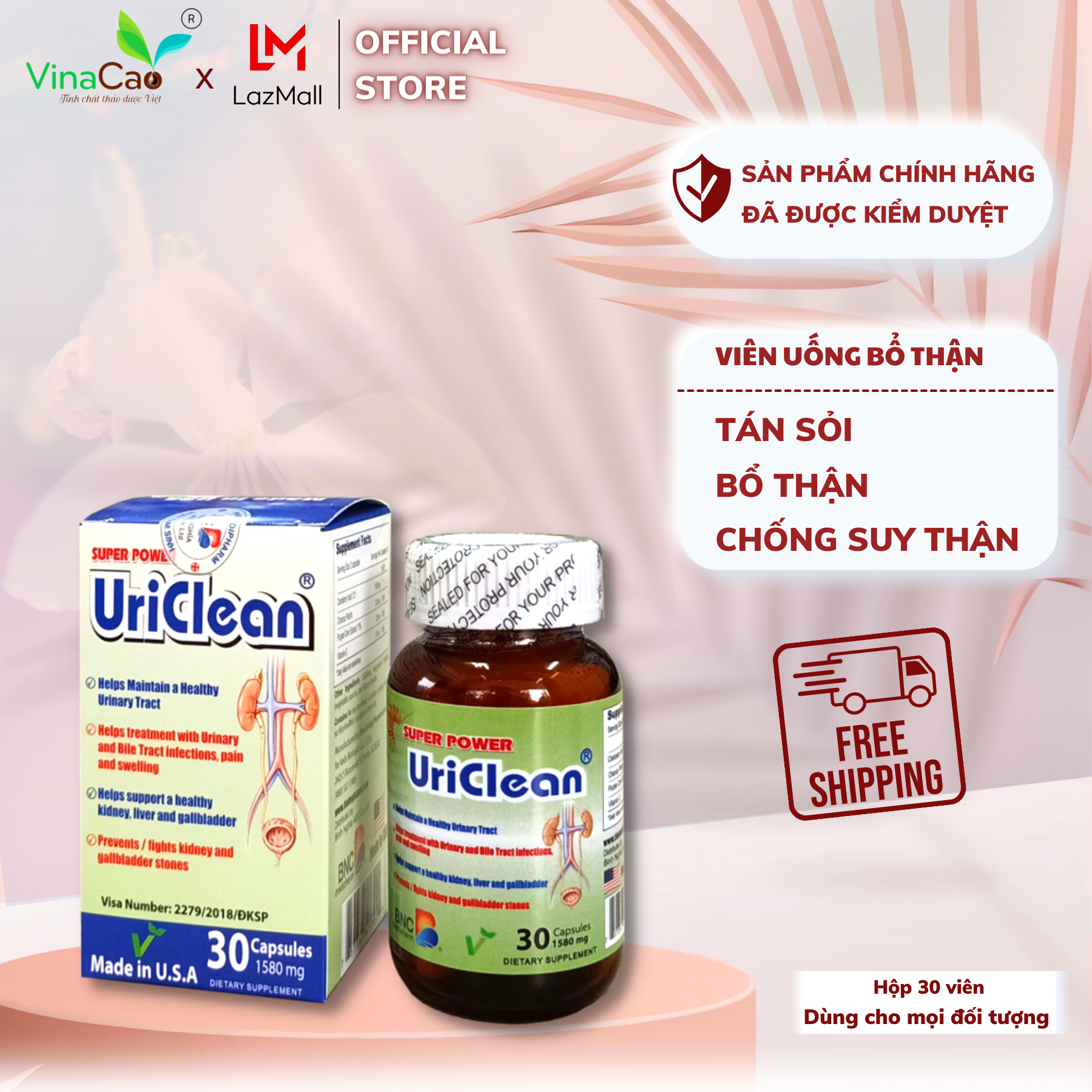 Viên uống Super Power UriClean nhập khẩu Mỹ - Bổ thận, tán sỏi, chống suy thận _Vinacao_