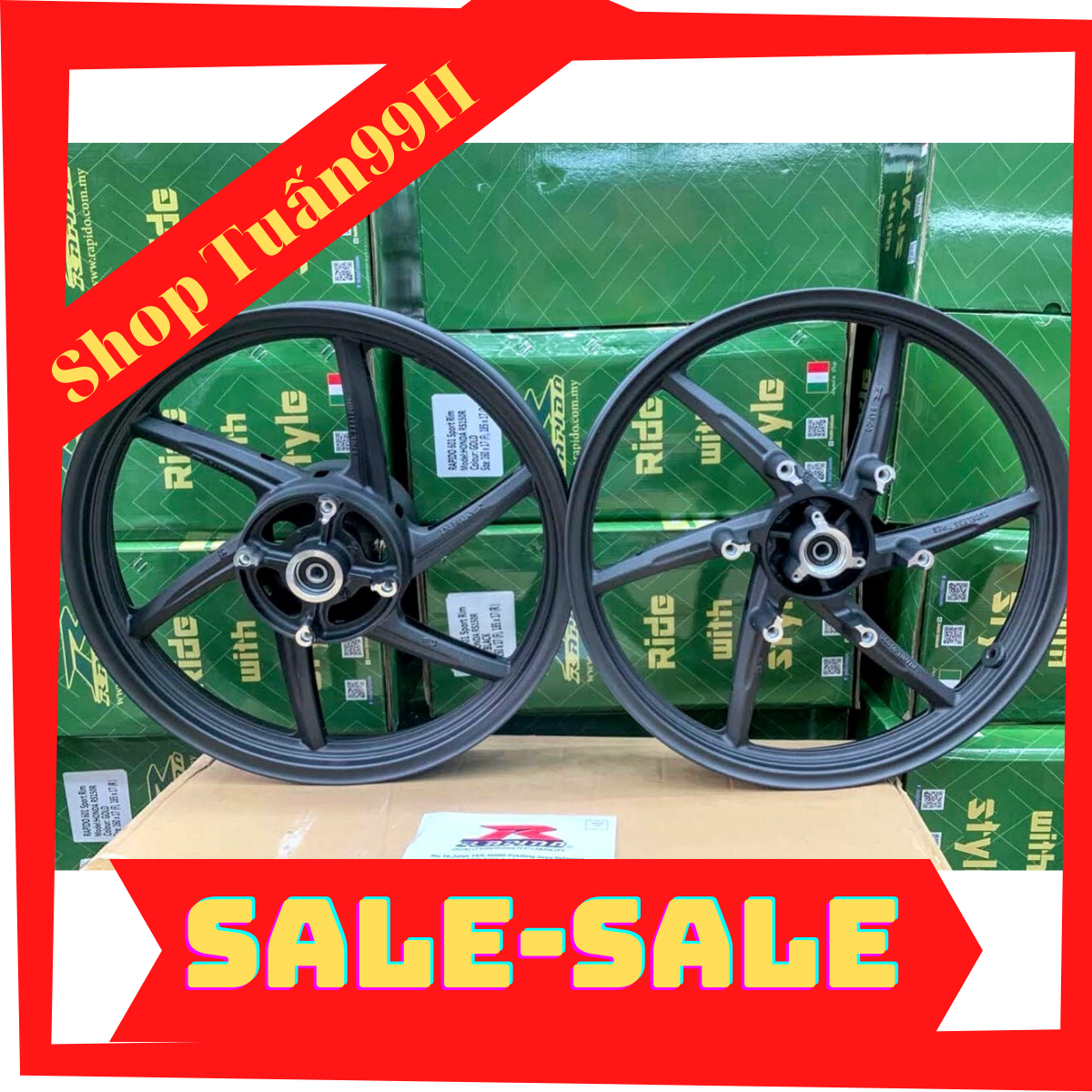 Mâm 6 cây đen kiểu RAPIDO dành cho Winner X và thường bản trước 1.6 sau 1.85