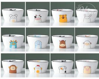 Chén Sứ - Bát Sứ Cao Cấp Hình 12 Thú Cưng Dễ Thương Cho Gia Đình, Chén Xinh Cho Bé
