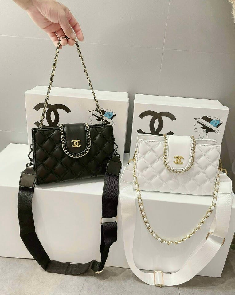 Túi xách nữ đeo vai ô trám kèm 2 dây