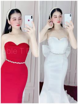 Phụ kiện thời trang đai eo hoa đá phối kèm váy đầm dự tiệc sang trọng TRIPBLE T DRESS
