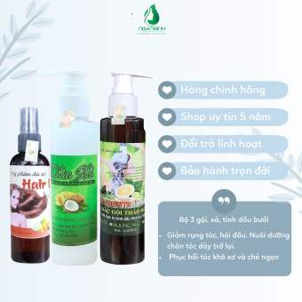 Bộ 3 (dầu gội bưởi,xịt bưởi mọc tóc,xả sữa dừa) mọc tóc,kích thích mọc tóc,ngăn rụng tóc,giảm gãy rụng tóc