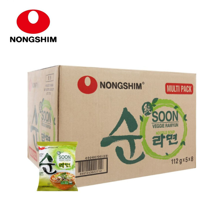 Thùng 40 gói mì chay nongshim hàn quốc 112gr - mì ăn liền thuần chay soon veggie ramyun 40gói x112gr