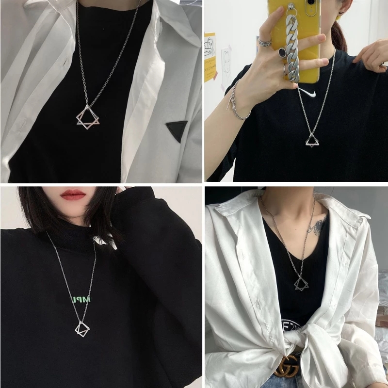 Geometric Stainless Steel Interlocking Square Triangle Pendant Couple  Necklace for Unisex: Buy Online at Best Prices in Pakistan | Daraz.pk