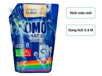 Nước giặt OMO Matic bền đẹp cửa trước lựu và tre túi 3.6kg -3.4lit
