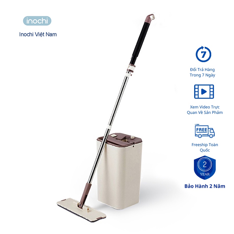 Bộ cây lau nhà tự vắt MOP-Z9 inochi cao cấp cây chổi lau nhà tự vắt có kèm thùng