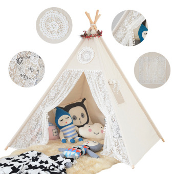 Cotton & Lace Children Play Tent Four Poles Teepee For Girls - Intl April 2018 - 5 Cotton & Lace Children Play Tent Four Poles Teepee For Girls - intl - 5