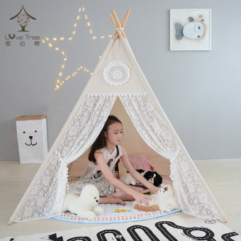 Cotton & Lace Children Play Tent Four Poles Teepee For Girls - Intl April 2018 - 4 Cotton & Lace Children Play Tent Four Poles Teepee For Girls - intl - 4