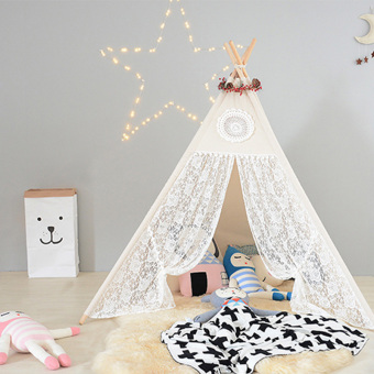 Cotton & Lace Children Play Tent Four Poles Teepee For Girls - Intl April 2018 - 2 Cotton & Lace Children Play Tent Four Poles Teepee For Girls - intl - 2