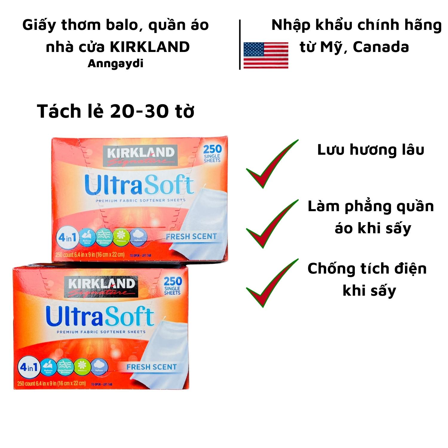 Tách Lẻ 20/30 Tờ Giấy Thơm Balo, Quần Áo KIRKLAND Làm Mềm Vải Hàng Mỹ - anngaydi