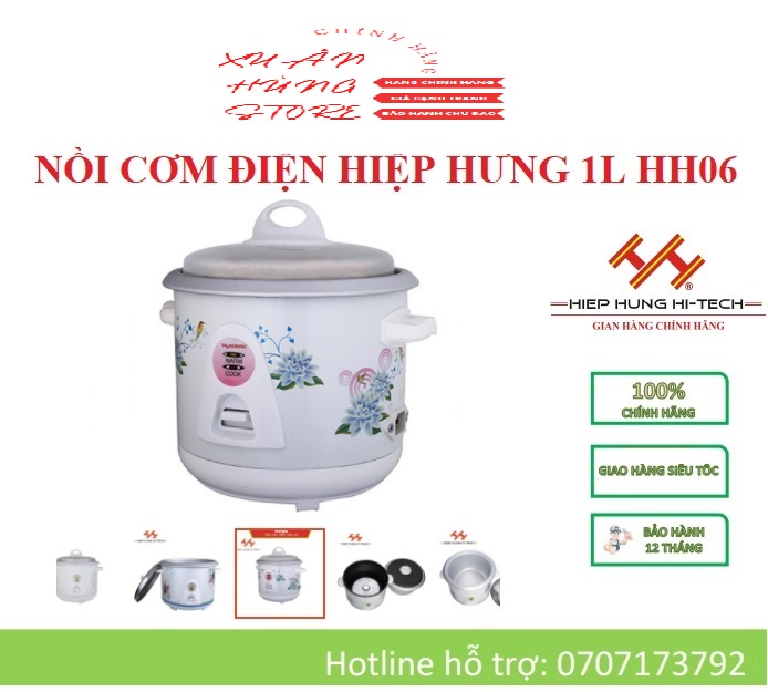 Hh06 - nồi cơm điện nắp rời hiệp hưng 1l - bảo hành chính hãng 12 tháng