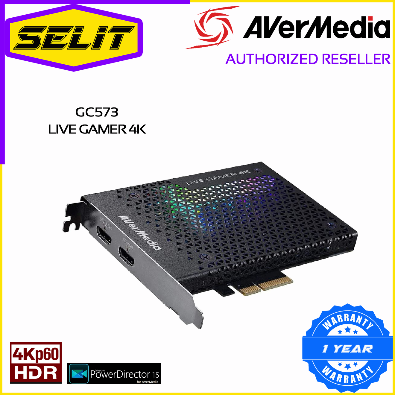 AVerMedia Live Gamer 4K GC573 - video capture adapter - PCIe 2.0 x4 - GC573  - Streaming Devices 