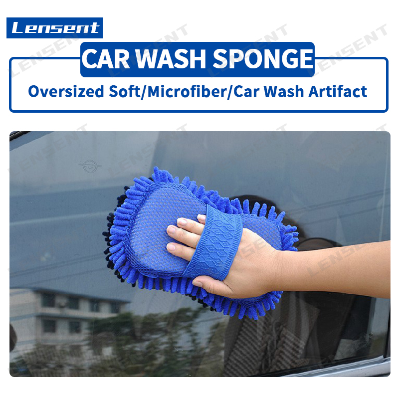Lensent găng tay bọt biển rửa xe hơi miếng bọt biển rửa xe san hô lớn chenille bàn chải bọt biển khối dụng cụ làm sạch dụng cụ rửa xe tạo bọt