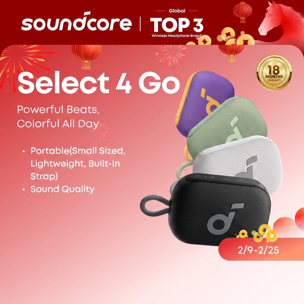 Soundcore by Anker Select 4 Go Bluetooth Speaker IPX67 Waterproof Wireless and Bluetooth Speakers 20H Playtime Bluetooth Speaker Super Bass Portable Speakers for PC A31X1
