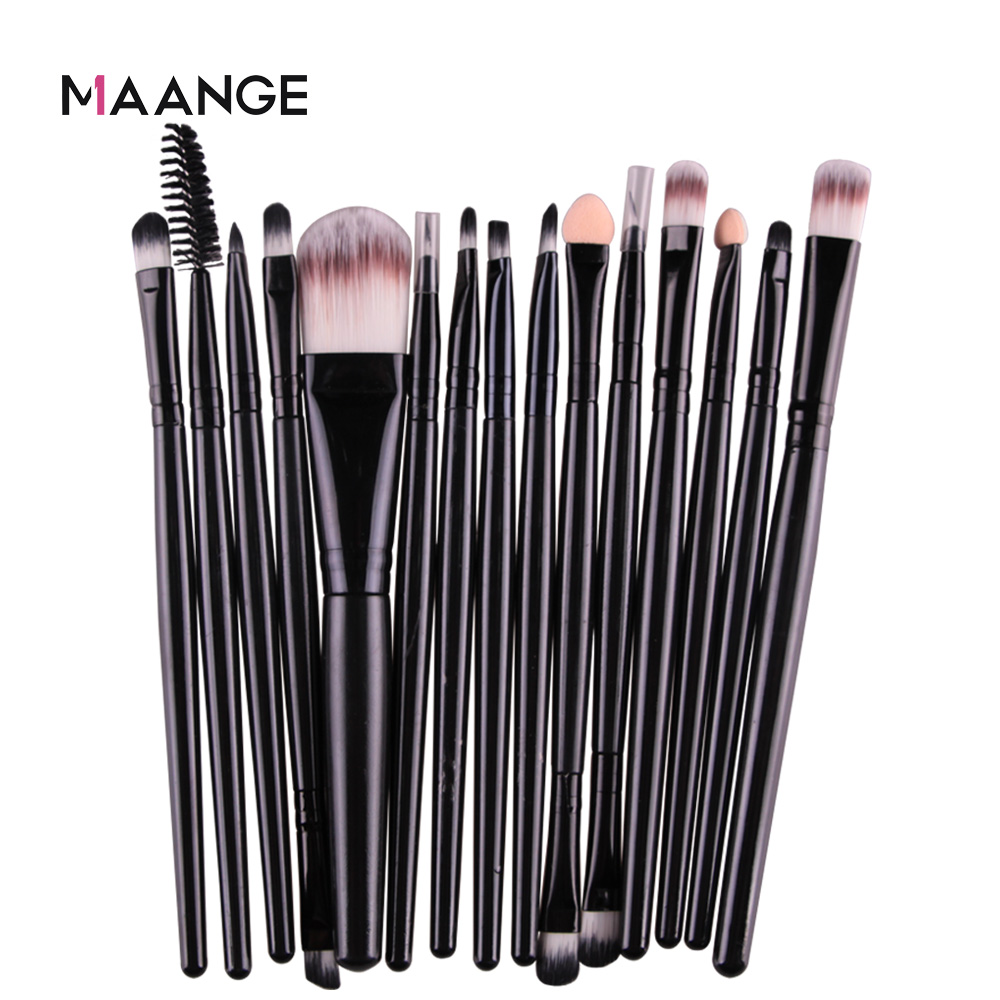 MAANGE Bộ 15 cọ trang điểm tán phấn má hồng phấn mắt và chải lông mày
