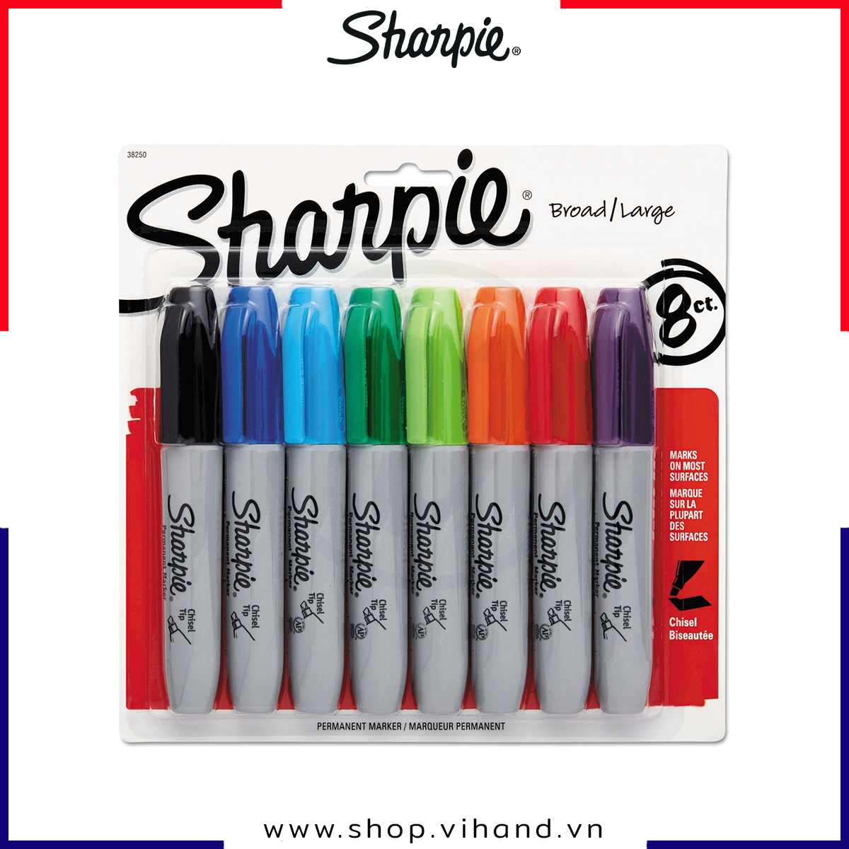 [HCM]Bút lông đầu dẹp mực không phai Sharpie Chisel Tip – Hộp 8 màu