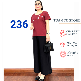 Áo Kiểu Cho Mẹ Chất Liệu Đũi Cao Cấp Thêu Hoa Tinh Xảo Phù Hợp Với Phụ Nữ Từ 55-70 Tuổi - Tuấn Tú Store