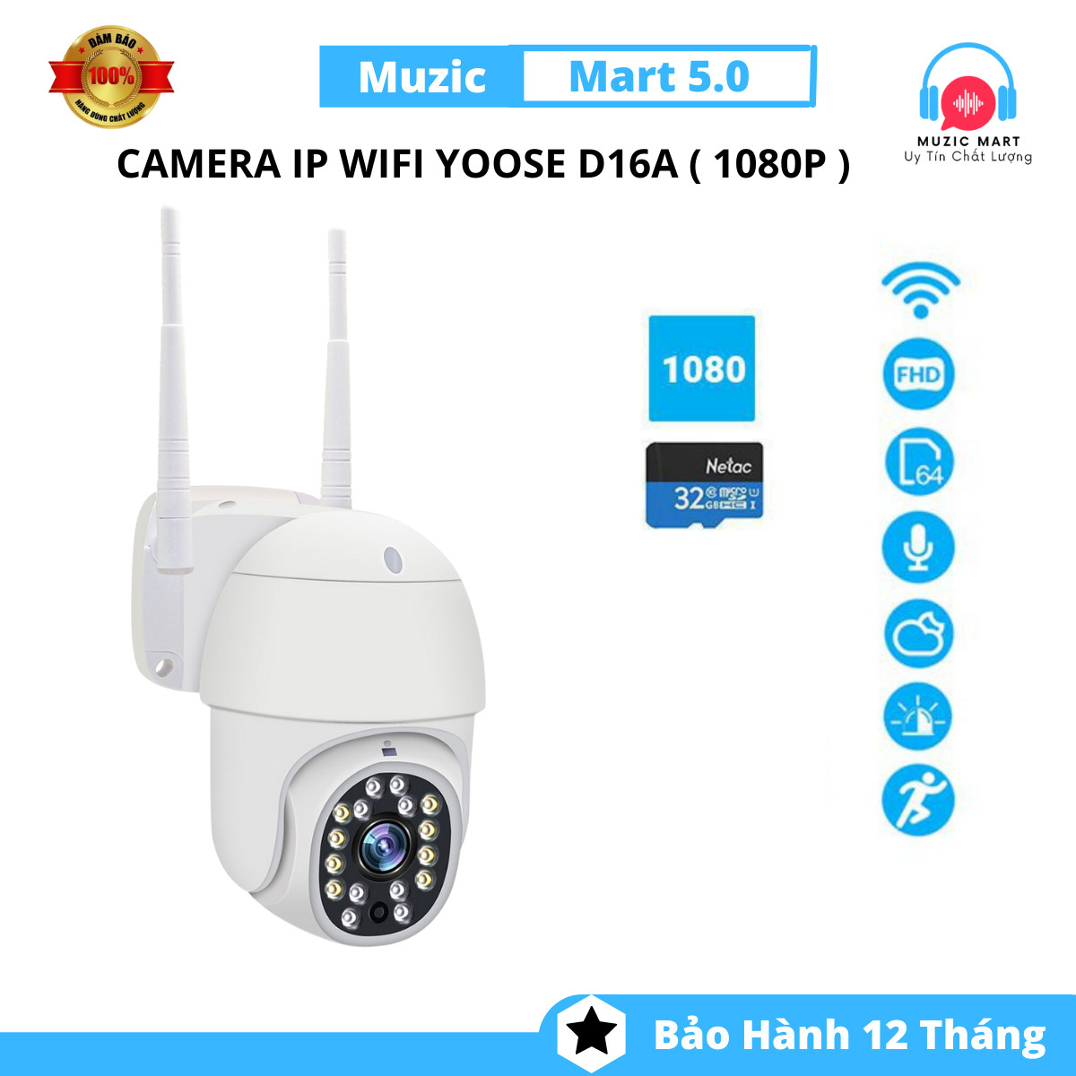 Camera ip wifi ngoài trời yoosee gw-d16a full hd1080p, xoay 360 độ - hàng nhập khẩu kèm thẻ nhớ 32g . camera xoay 360 độ . camera ip giá rẻ . camera giám sát, camera ip chính hãng chất lượng cao . bảo hành 1 năm