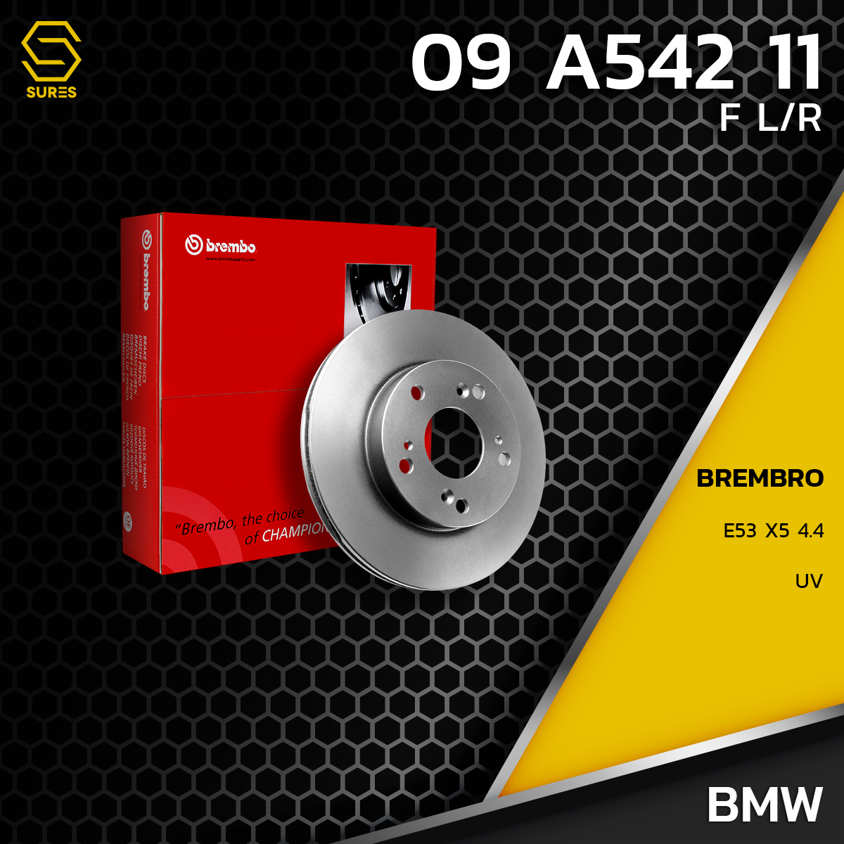 Front Brake Disc Bmw X5 E53 4.4 00-on / Uv Hc, Matching Model Brembo 09.A542.11 - Disc, Drum, Brake, Brake Disc, 100% Genuine Brembo, Bmw 34116756847 Bendix Runstop Trw ราคา 8,883 บาท*ส่งฟรี