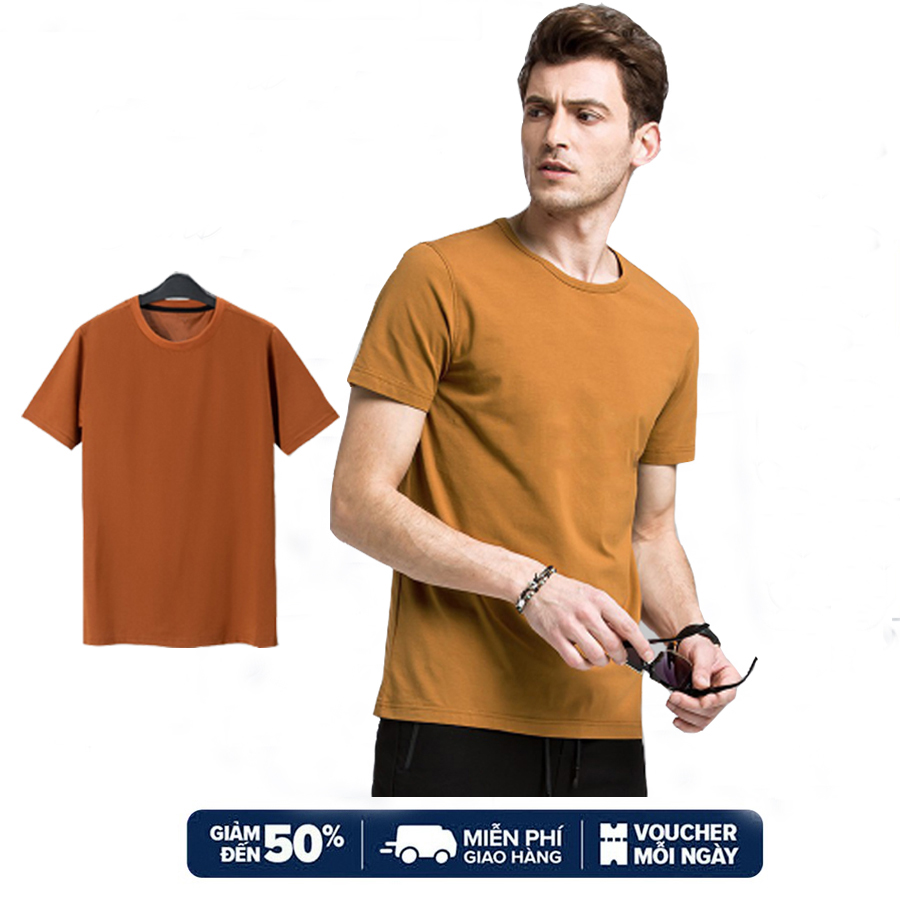 [FREESHIP+TẶNG QUÀ ĐƠN 399K] ÁO THUN TRƠN TAY NGẮN MÀU NÂU CHUẪN SIZE (M, L, XL,2XL) 45-80KG CHẤT COTTON 4C MỀM MỊN THẤM HÚT MÃ AT09.2