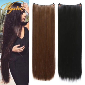 Tóc Nối 5 Kẹp Thẳng Dài 60Cm/80Cm Tóc Tổng Hợp Chịu Nhiệt Màu Nâu Đen Cho Nữ