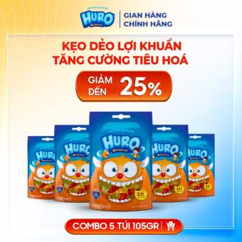 Combo 5 Túi Kẹo Dẻo Lợi Khuẩn HURO PROBIOTICS 105g/Túi - Hương Trái Cây Bổ Sung Lợi Khuẩn Cho Hệ Tiêu Hóa - Kiểm Chứng An Toàn Chất Lượng Từ Anh Quốc
