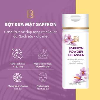 Bột rửa mặt Saffron, Saffron powder clean 3 trong 1 BS Cosmetic Không chứa cồn, an toàn với mọi loại da