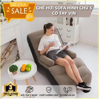 LazMaII Sale Off 50% Ghế Nệm Hơi Sofa Tựa Lưng Có Tay Vịn – Êm Ái, Thư Giãn, Chất Liệu Bọc Nhung, Gấp Gọn Mang Đi Du Lịch, Bảo Hành Tại FIGO 8386