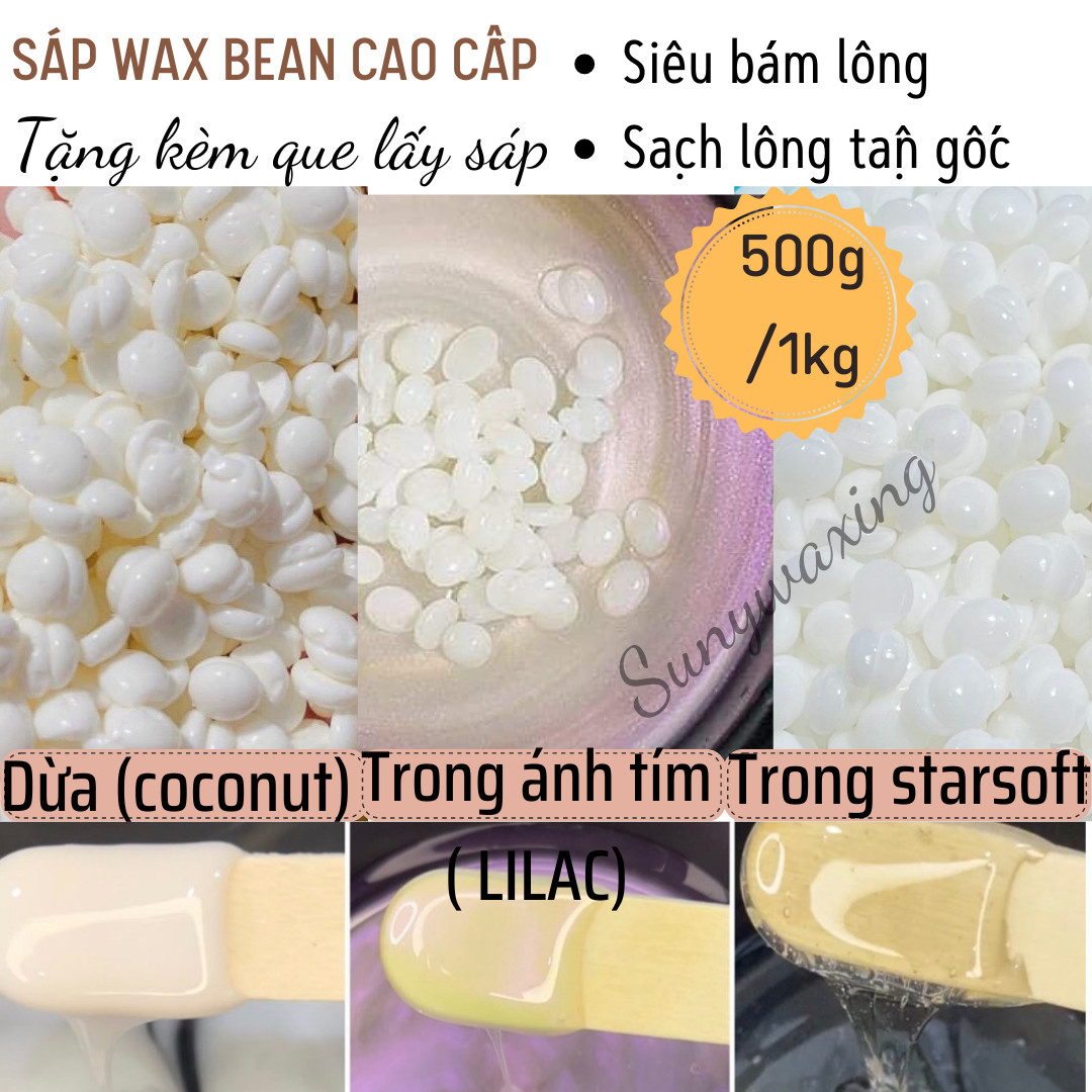 500gr sáp wax nóng, sỉ 1kg sáp wax lông , hard wax bean sáp wax lông dừa wat lông chân tay waxx nách