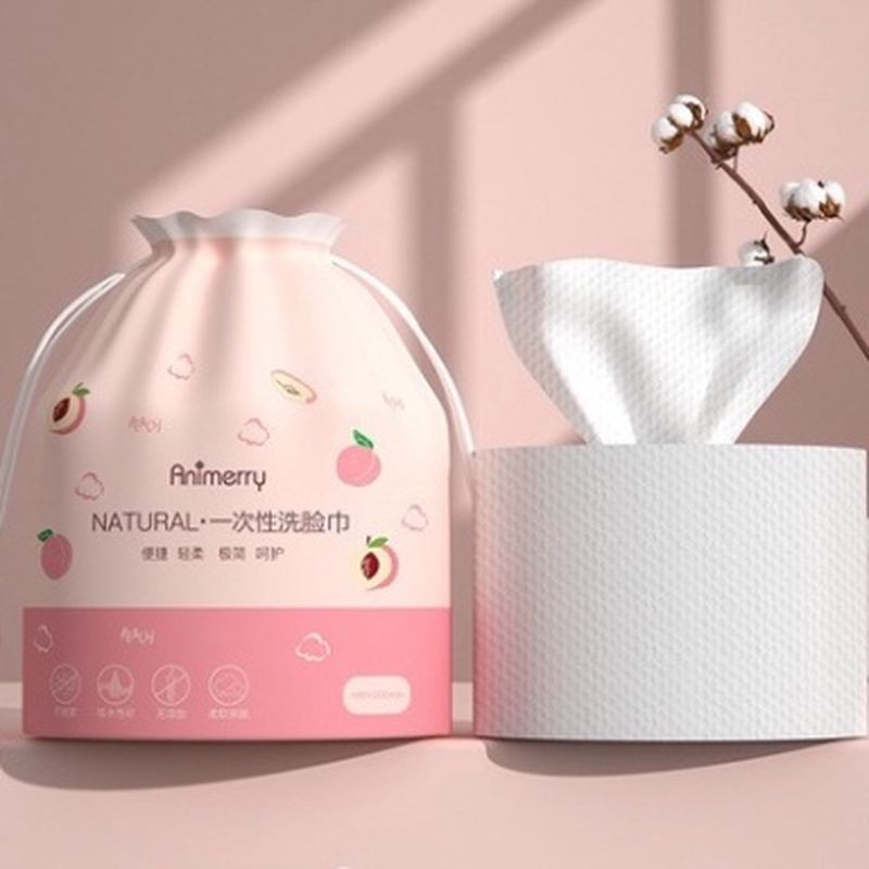 Giấy lau mặt màu hồng cuộn túi rút tẩy trang cotton siêu dai cho da dầu trong spa dùng 1 lần