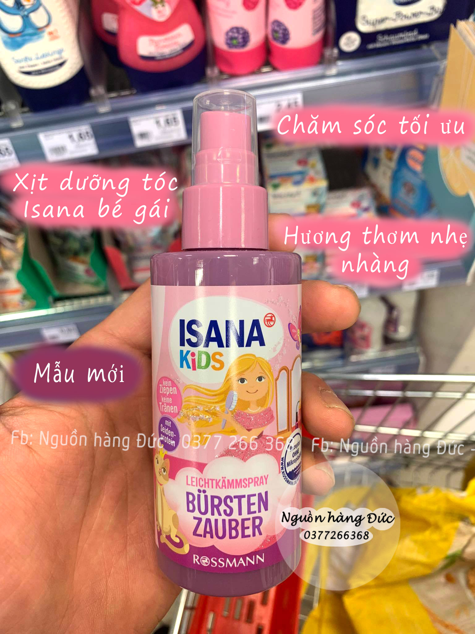Xịt dưỡng tóc bé gái isana đức siêu mượt an toàn - nguồn hàng đức