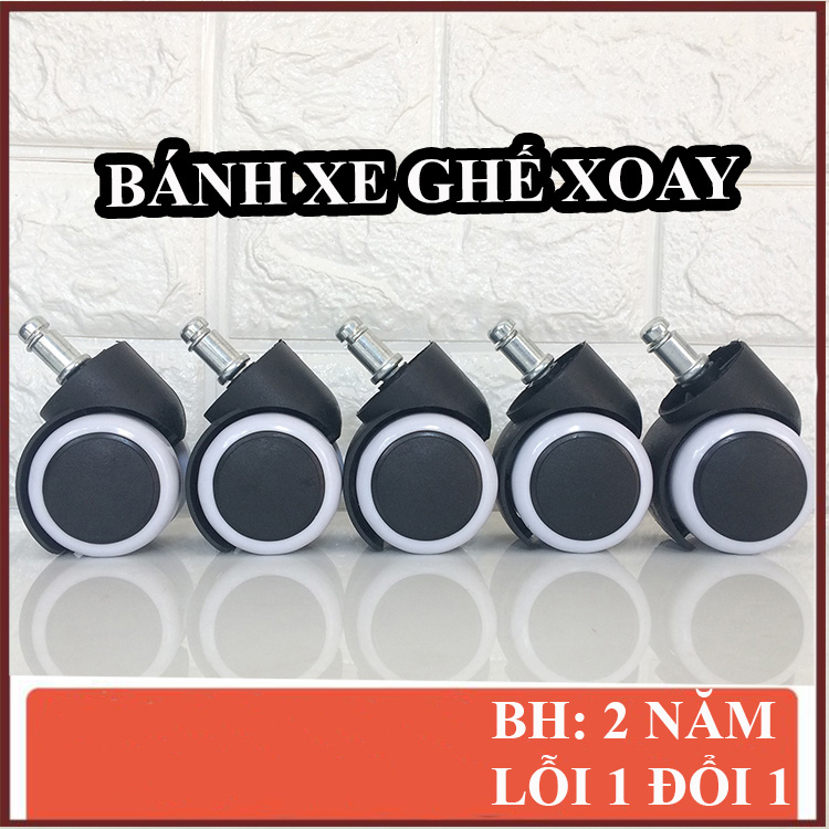 Combo 5 chiếc bánh xe ghế xoay size tiêu chuẩn lắp vừa mọi ghế xoay, di chuyển đa mặt sàn, lắp cho Ghế xoay Hòa Phát - ghế game