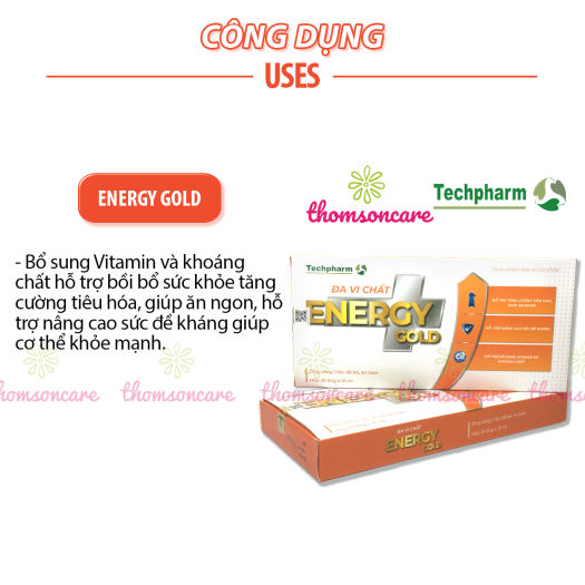 Energy Gold Đa vi chất Hộp 20 ống - bổ sung vitamin, hỗ trợ tăng sức đề kháng cho bé, tăng miễn dịch cho trẻ