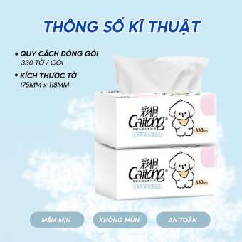 Gói 10 Giấy Rút Gấu Hồng Caitong 5 Lớp Mềm Mịn Không Mủn 330 Tờ Trung Quốc