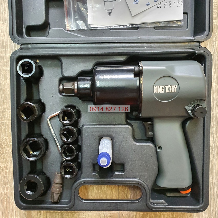 Bộ Máy bắn bulong 1/2 inch kèm bộ khẩu hãng KINGTONY Đài Loan, Bảo hành 12 tháng, Máy vặn ốc khí nén, May van oc, May siet oc,