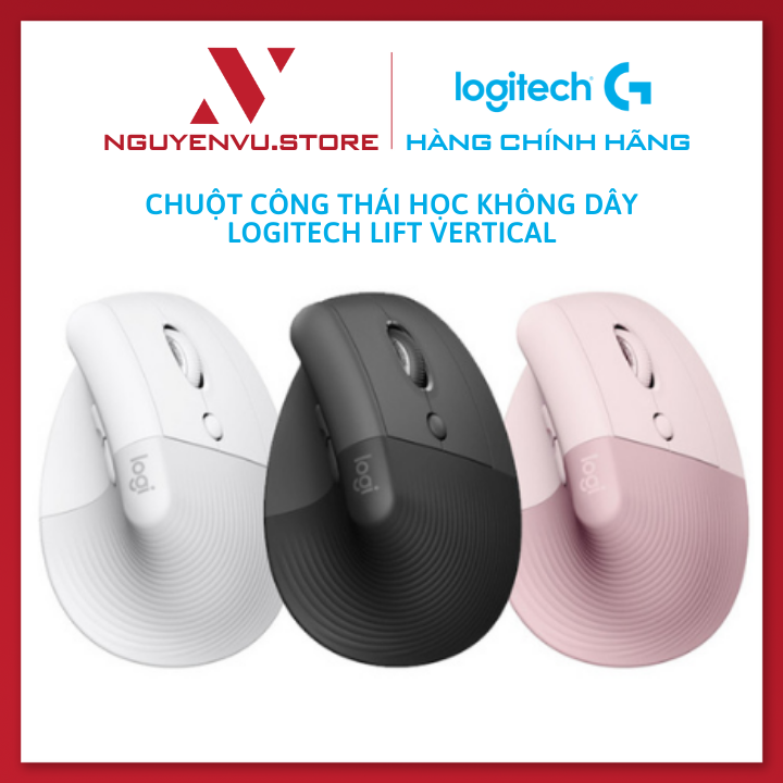 Chuột công thái học không dây Logitech Lift Vertical - (Wireless/Bluetooth) - Hàng Chính Hãng