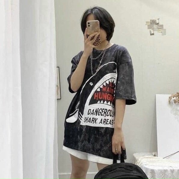 Áo thun loang cá mập cực chất unisex 3d from rộng cực hot teen 1redshop