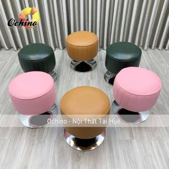 Đôn Tròn Sofa Xoay Bọc Da Trơn Cao Cấp (Hàng Sẵn)