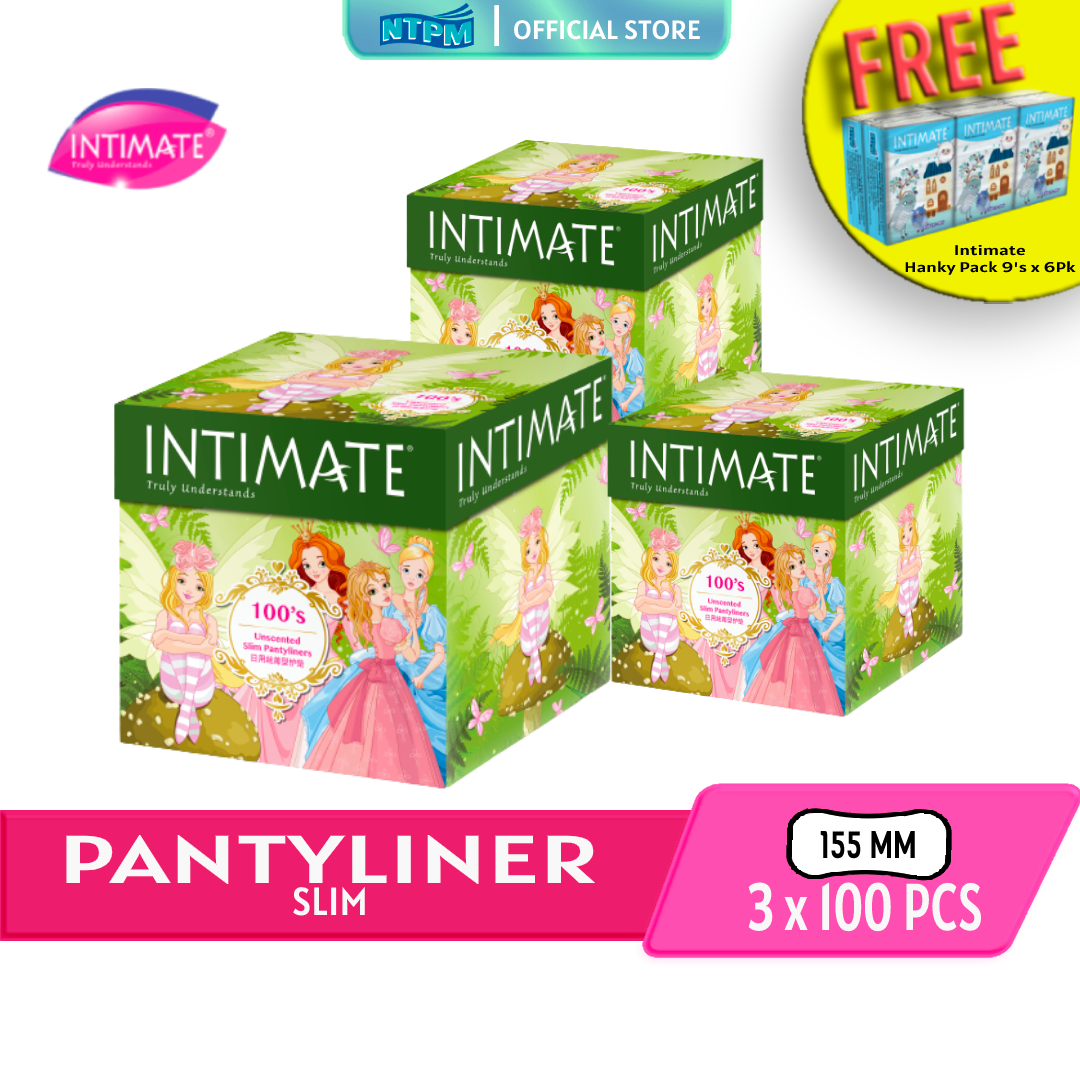 Intimate Pantyliner Slim SF (100's) x 3Box - FREE Hanky Pack 9'sx6pkt