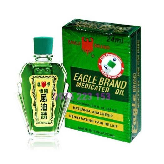 Dầu gió xanh con Ó Singapore 24ml - Dầu Gió Nước Xanh 2 Nắp Singapore Eagle Brand 24ml