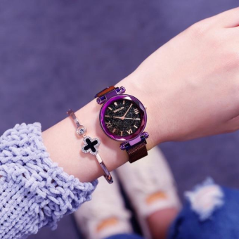 [TẶNG KÈM PIN] ĐỒNG HỒ NỮ DÂY NAM CHÂM LỤA MISTIAN MẶT TRÒN NHỰA MINERAL CRYSTAL