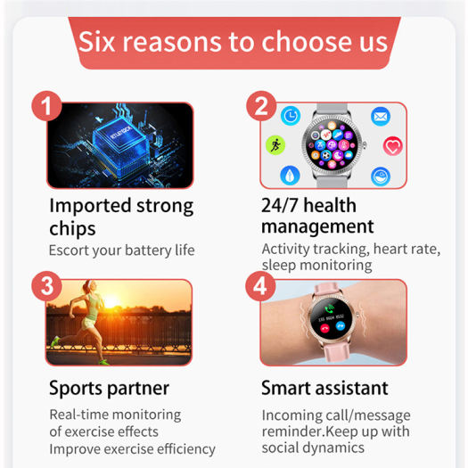 Đồng Hồ Thông Minh Uonevic CF18P Cho Nữ Đồng Hồ Thông Minh ECG IP67 Màn Hình 1.08 Inch Chống Nước Đồng Hồ Thông Minh Chu Kỳ Kinh Nguyệt Cho Ios Android