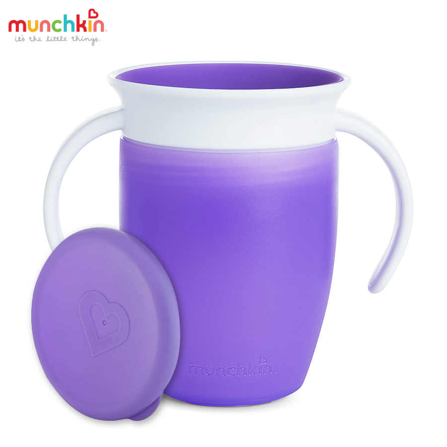 Cốc tập uống 360 độ 207ml munchkin mk51855 có nắp đậy - chính hãng