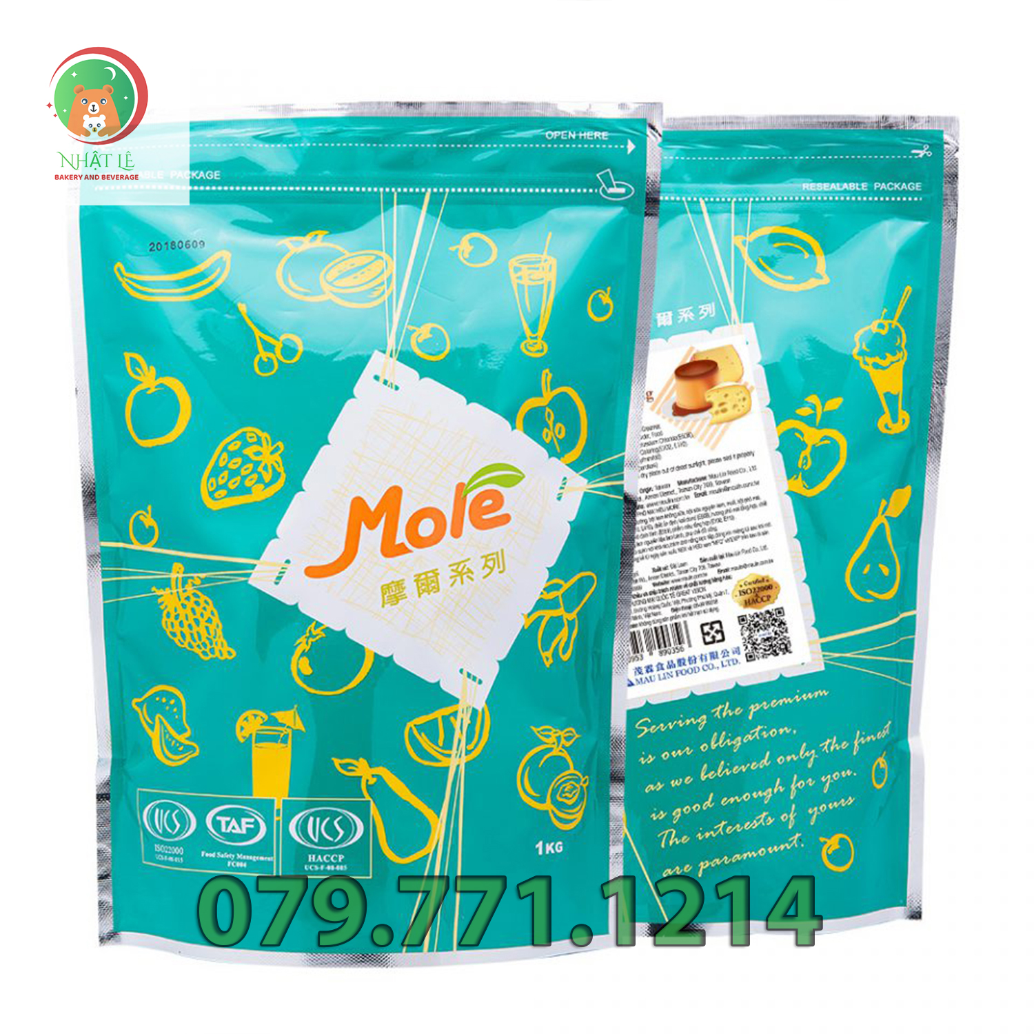 Bột Pudding Phô Mai hiệu Mole Đài Loan túi zip 1kg
