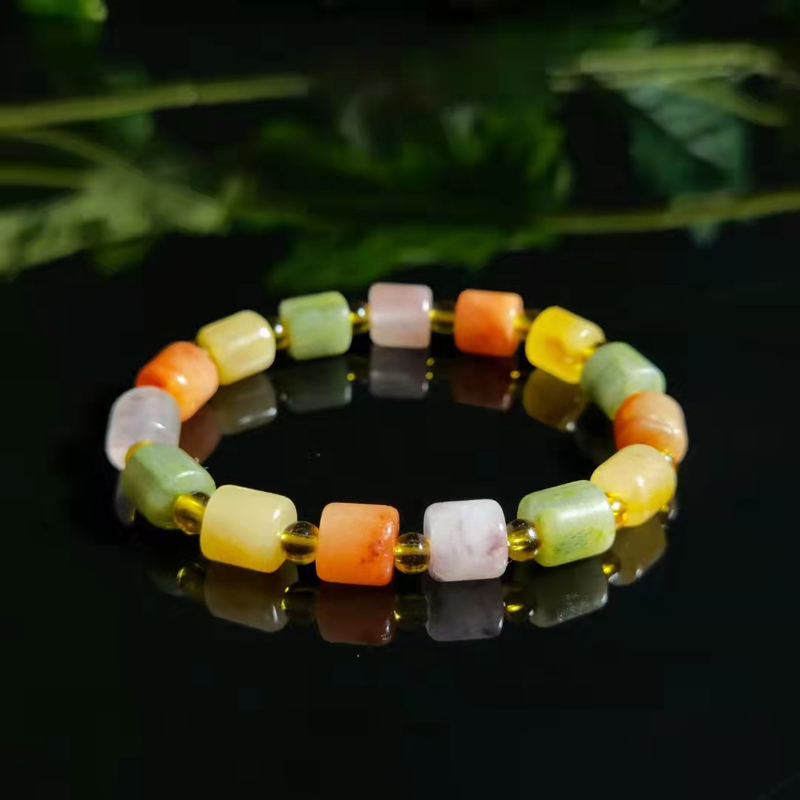 Vòng tay chuỗi hạt ngọc bích lụa vàng tự nhiên vòng tay chuỗi hạt ngọc bích thạch anh đầy màu sắc lấp lánh trong suốt