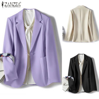 Esolo ZANZEA Bộ Đồ Trơn Có Ve Áo Công Sở Trang Trọng Cho Nữ Áo Blazer Có Khuy Thoải Mái Công Sở #2